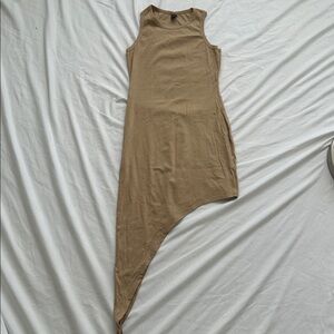 NWOT Asymmetrical Beige Sleeveless Dress - Size M